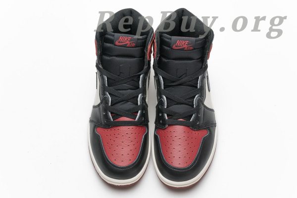 Top Version Air Jordan 1 Retro High Bred Toe 555088-610 - 图片 6