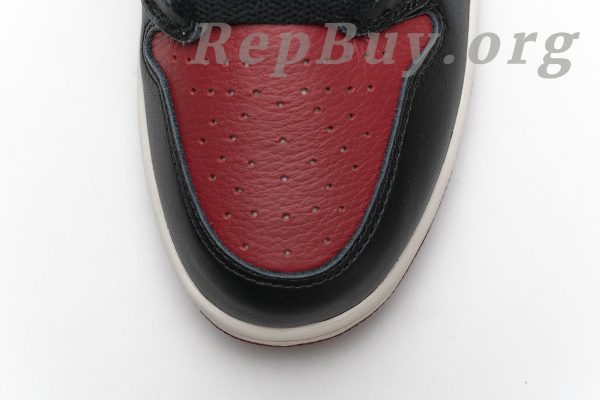 Top Version Air Jordan 1 Retro High Bred Toe 555088-610 - 图片 15