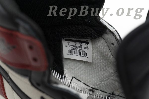 Top Version Air Jordan 1 Retro High Bred Toe 555088-610 - 图片 17