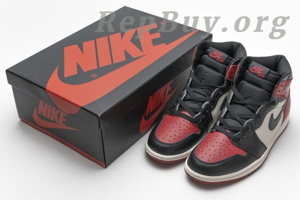 Top Version Air Jordan 1 Retro High Bred Toe 555088-610 - 图片 24