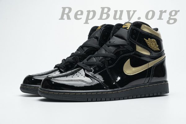 Top Version Air Jordan 1 Retro High Black Metallic Gold (2020) 555088-032 - Image 4