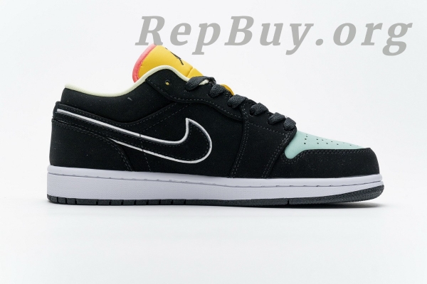Top Version Air Jordan 1 Low Black Aurora Green Laser Orange CK3022-013 - Image 3