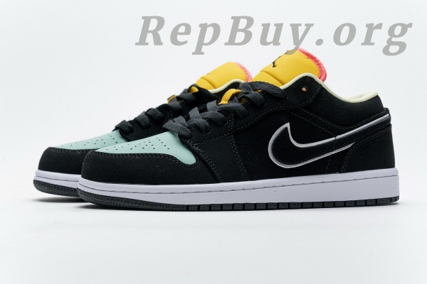 Top Version Air Jordan 1 Low Black Aurora Green Laser Orange CK3022-013 - Image 6