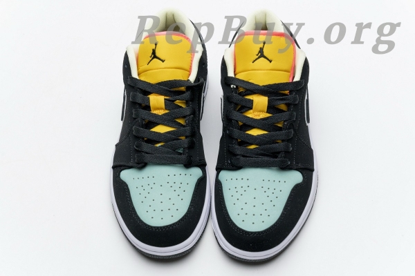 Top Version Air Jordan 1 Low Black Aurora Green Laser Orange CK3022-013 - Image 8