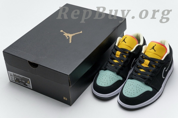 Top Version Air Jordan 1 Low Black Aurora Green Laser Orange CK3022-013 - Image 18