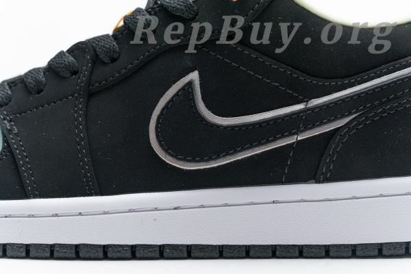 Top Version Air Jordan 1 Low Black Aurora Green Laser Orange CK3022-013 - Image 15
