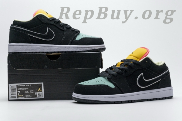 Top Version Air Jordan 1 Low Black Aurora Green Laser Orange CK3022-013 - Image 19