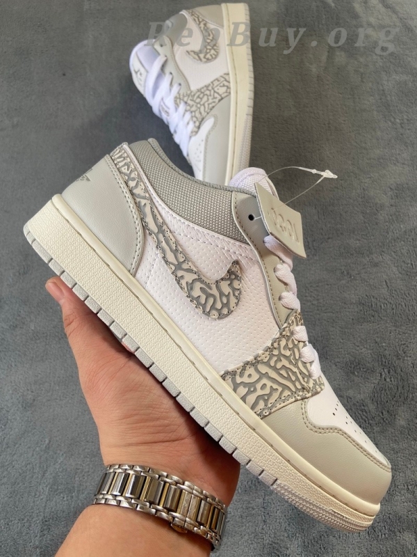 Top Version Air Jordan 1 Low PRM Smoke Grey Elephant DH4269-100 - 图片 4