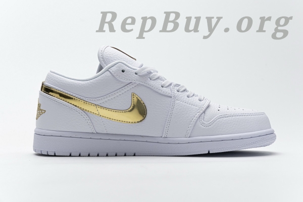 Top Version Air Jordan 1 Low White Metallic Gold (W) CZ4776-100 - 图片 3