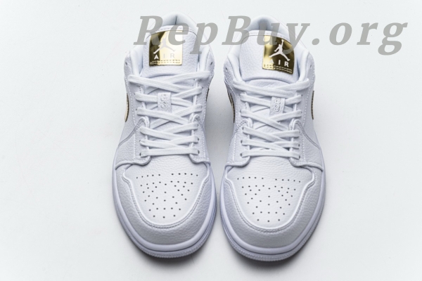 Top Version Air Jordan 1 Low White Metallic Gold (W) CZ4776-100 - 图片 7