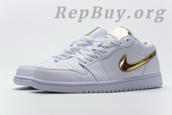 Top Version Air Jordan 1 Low White Metallic Gold (W) CZ4776-100 - 图片 6