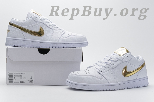 Top Version Air Jordan 1 Low White Metallic Gold (W) CZ4776-100 - 图片 19