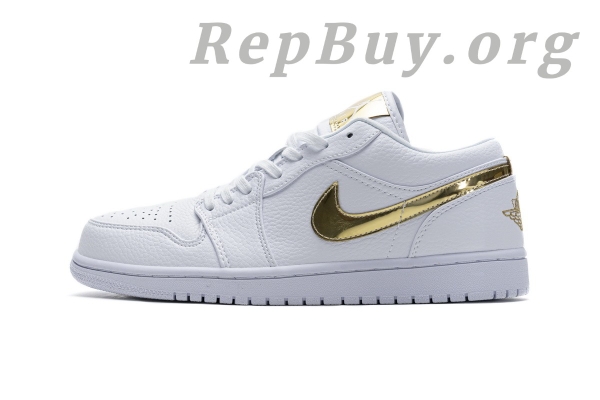 Top Version Air Jordan 1 Low White Metallic Gold (W) CZ4776-100