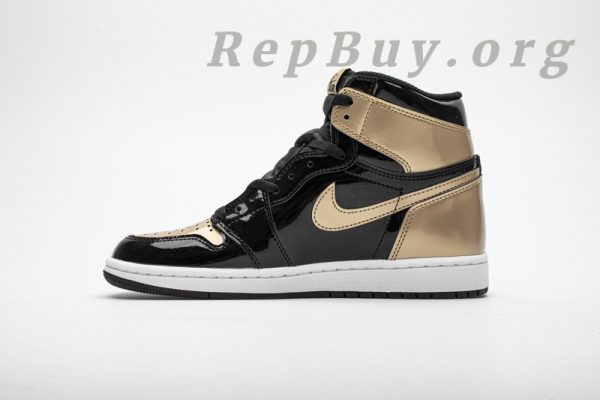 Top Version Air Jordan 1 Retro High NRG Patent Gold Toe 861428-007 - 图片 3