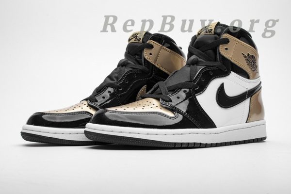 Top Version Air Jordan 1 Retro High NRG Patent Gold Toe 861428-007 - 图片 5