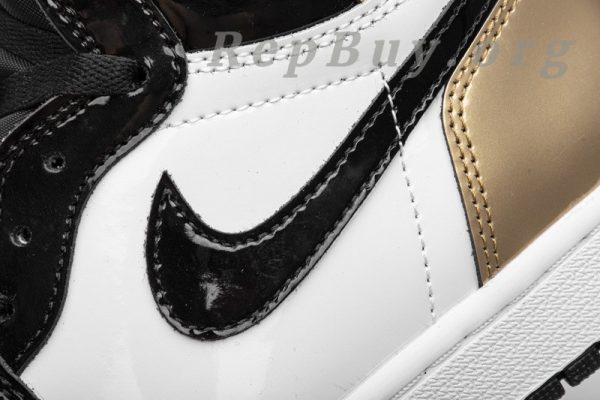 Top Version Air Jordan 1 Retro High NRG Patent Gold Toe 861428-007 - 图片 10