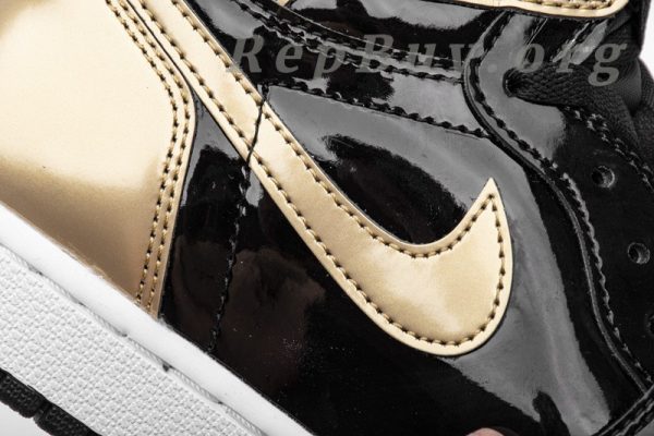 Top Version Air Jordan 1 Retro High NRG Patent Gold Toe 861428-007 - 图片 13