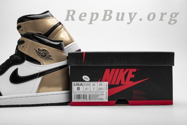 Top Version Air Jordan 1 Retro High NRG Patent Gold Toe 861428-007 - 图片 18