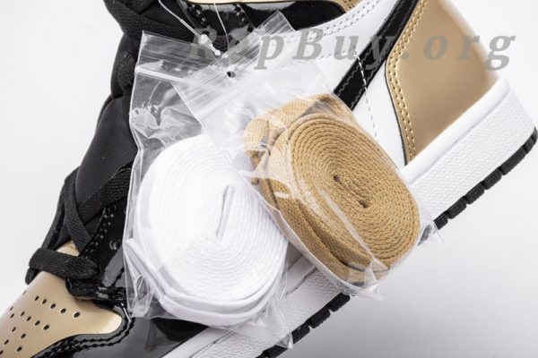 Top Version Air Jordan 1 Retro High NRG Patent Gold Toe 861428-007 - 图片 21