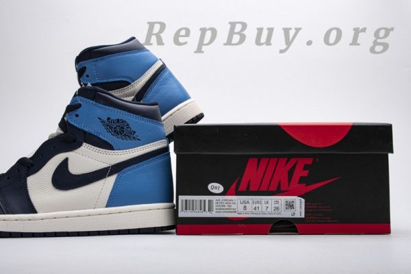 Top Version Air Jordan 1 Retro High Obsidian UNC 555088-140 - 图片 16
