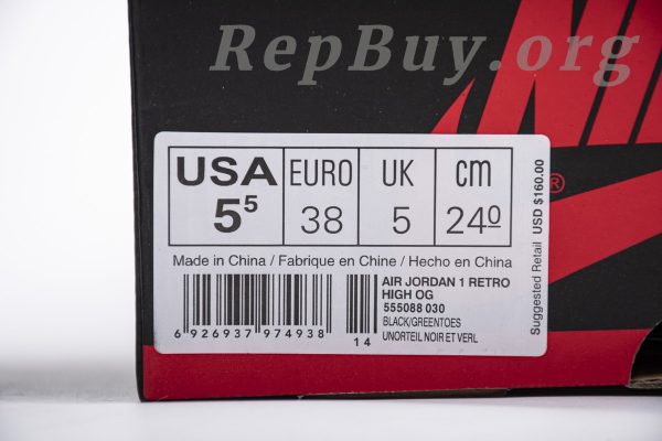 Top Version Air Jordan 1 Retro High Pine Green Black 555088-030 - 图片 27