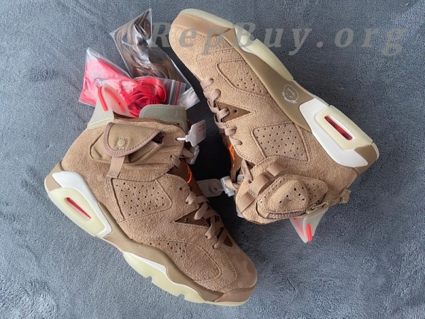 Top Version Air Jordan 6 Retro Travis Scott British Khaki DH0690-200 - 图片 2