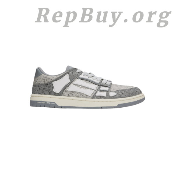 Amiri Gray Crystal Skel Top Low Sneakers PB380241127 - 图片 2