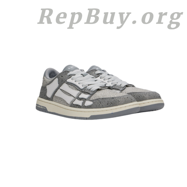 Amiri Gray Crystal Skel Top Low Sneakers PB380241127 - 图片 4