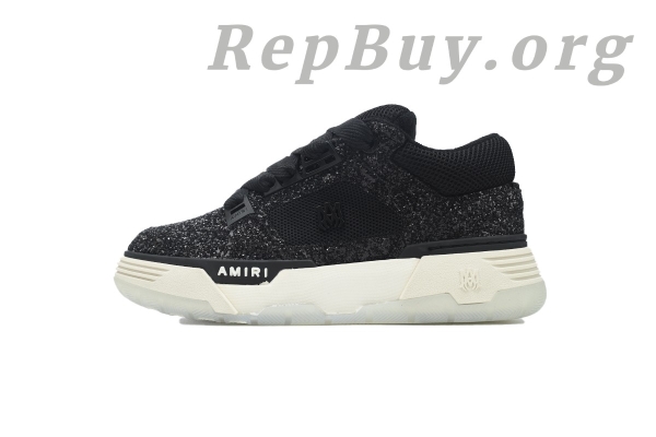 Amiri MA-1 Sneakers Black Glittered, high quality replica Amiri sneakers, best Amiri MA-1 copy, premium Amiri knockoff shoes, 1:1 Amiri glitter sneakers, top replica Amiri PS24MFS019 001, luxury Amiri MA-1 dupes, designer Amiri shoes replica