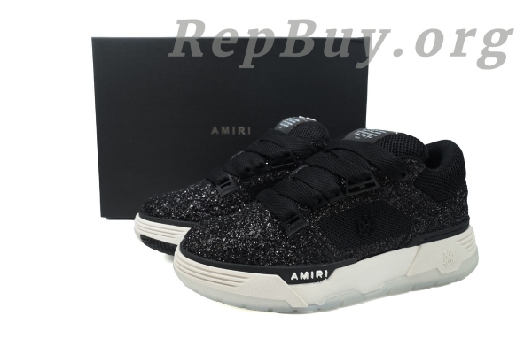 Amiri MA-1 Sneakers Black Glittered, high quality replica Amiri sneakers, best Amiri MA-1 copy, premium Amiri knockoff shoes, 1:1 Amiri glitter sneakers, top replica Amiri PS24MFS019 001, luxury Amiri MA-1 dupes, designer Amiri shoes replica