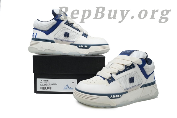 Amiri White & Navy MA-1 Sneakers 242886M237012 - 图片 10