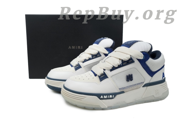 Amiri White & Navy MA-1 Sneakers 242886M237012 - 图片 11