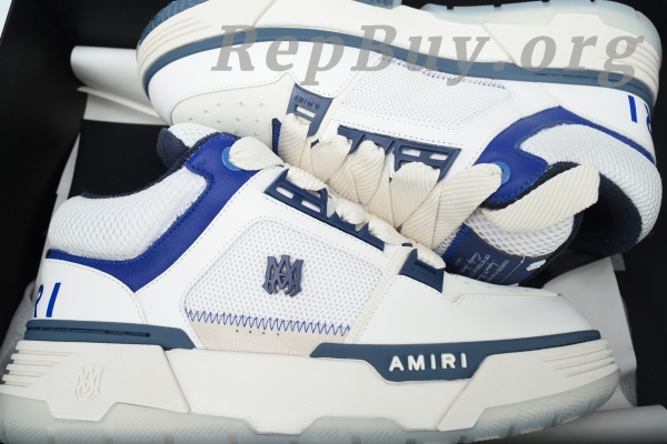 Amiri White & Navy MA-1 Sneakers 242886M237012 - 图片 12