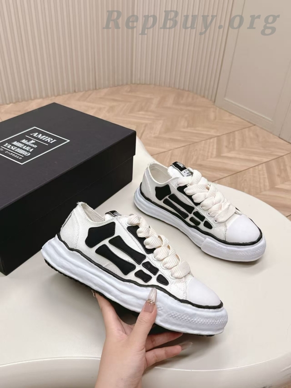 Amiri x Maison Mihara Yasuhiro replica, high quality Amiri Bones sneakers copy, best Maison Mihara Yasuhiro knockoff shoes, 1:1 Amiri white black bones PB250312, premium replica designer shoes, top tier Amiri Mihara Yasuhiro dupes, luxury sneakers imitation, flawless Amiri Bones PB250312 rep