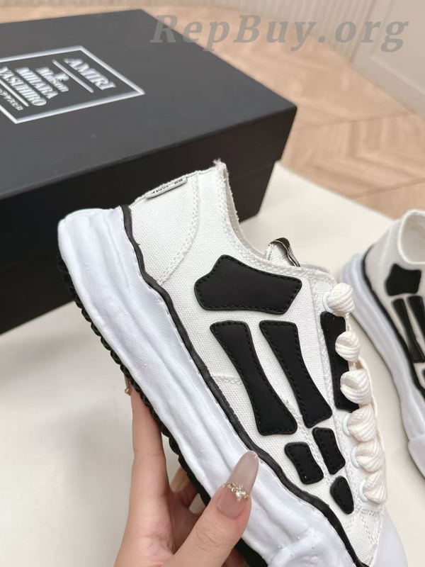 Amiri x Maison Mihara Yasuhiro replica, high quality Amiri Bones sneakers copy, best Maison Mihara Yasuhiro knockoff shoes, 1:1 Amiri white black bones PB250312, premium replica designer shoes, top tier Amiri Mihara Yasuhiro dupes, luxury sneakers imitation, flawless Amiri Bones PB250312 rep