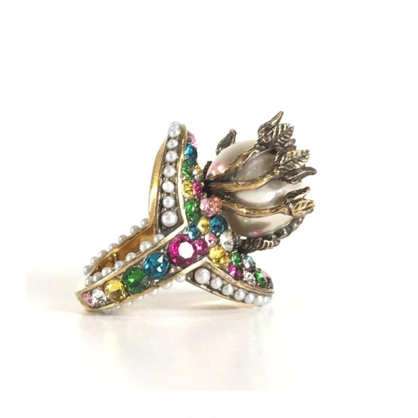 18K Double G Multistone Pearl Ring - Image 2