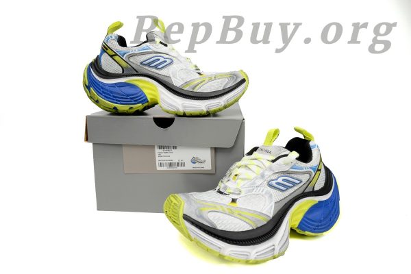 Balenciaga 10XL Sneaker In White/Blue/Fluorescent Green 784342 W2MV2 7019 - Image 12