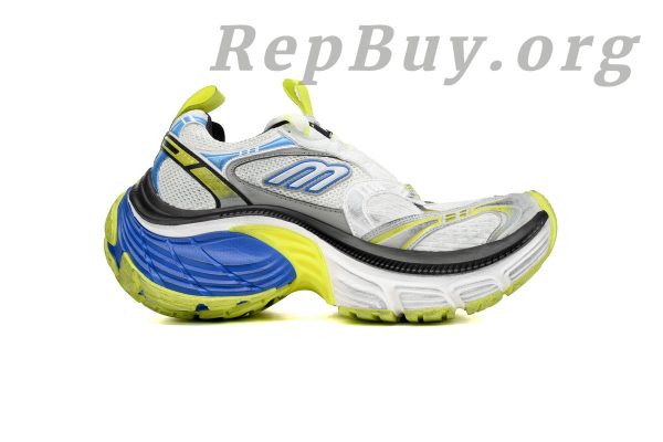 Balenciaga 10XL Sneaker In White/Blue/Fluorescent Green 784342 W2MV2 7019 - Image 2