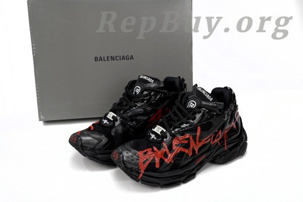 Balenciaga Runner Graffiti Black Red 677402 W3RB1 0102 - 图片 14