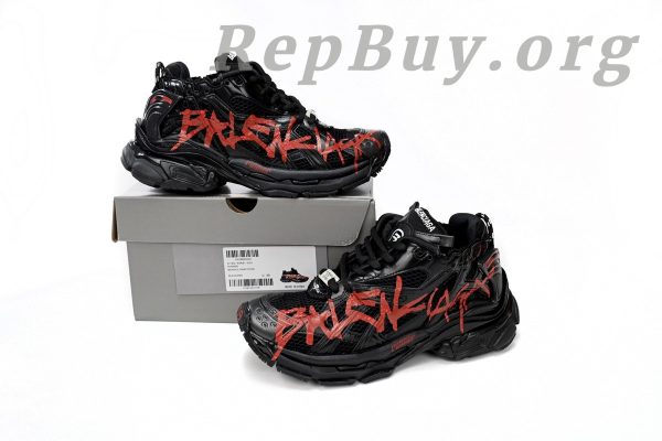 Balenciaga Runner Graffiti Black Red 677402 W3RB1 0102 - 图片 15