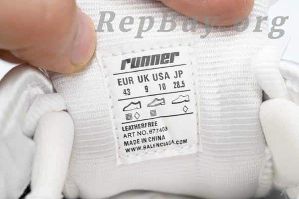 Balenciaga Runner Gray White Black 677402 W3RB2 9012 - 图片 8