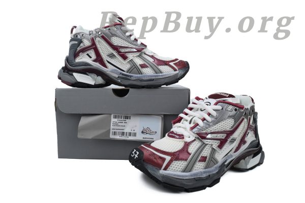Balenciaga Runner Sneaker White Wine Red 677403 W3RB3 9069 - 图片 11