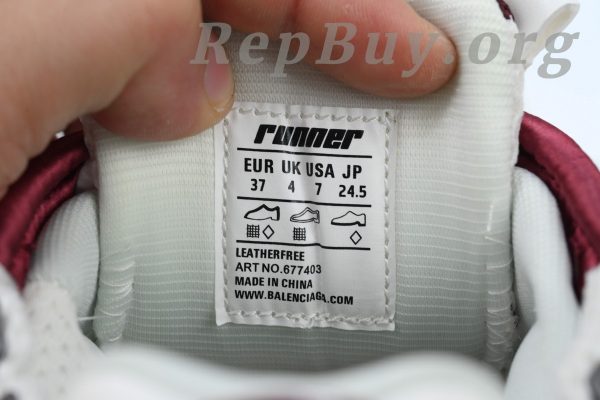 Balenciaga Runner Sneaker White Wine Red 677403 W3RB3 9069 - 图片 8