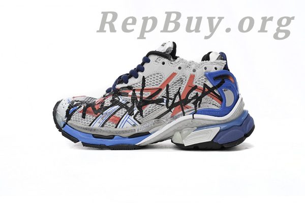 Balenciaga Runner White And Blue Printing 677402 W3RB6 1264