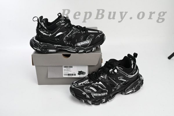 Balenciaga Track Tess S.Black Black-And-White Painting 542023 W3SR2 2315 - Image 14