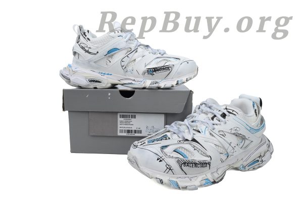 Balenciaga Track Sneaker 'White Blue' 542023 W3SRA 9014 - Image 9
