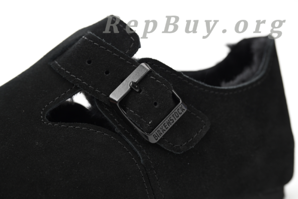 Birkenstock London Shearling Suede Leather Black 1014960 - 图片 7
