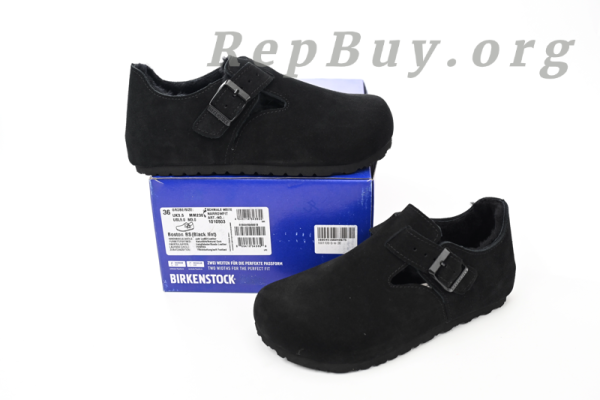 Birkenstock London Shearling Suede Leather Black 1014960 - 图片 10