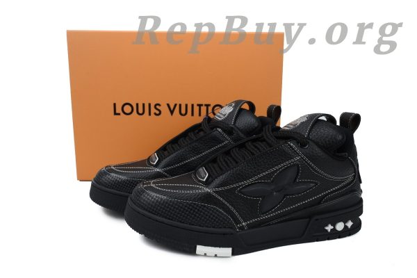 Louis Vuitton Skate Black 1ABZ5D, high quality replica Louis Vuitton shoes, best LV Skate replica, 1:1 copy Louis Vuitton sneakers, luxury replica shoes, top quality LV Skate Black, perfect LV 1ABZ5D replica, designer replica sneakers, premium LV Skate copy