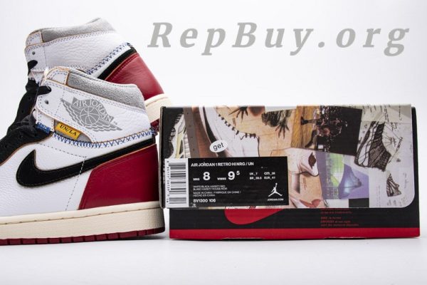 Top Version Union X Air Jordan 1 OG High Retro Black Toe BV1300-106 - Image 21